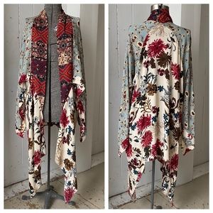 Umgee Floral Kimono Duster Wrap Cardigan Vanilla Mix